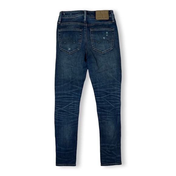 AE AirFlex Skinny Jeans 26x30 Men’s Dark Blue Patched Distressed Denim - Picture 2 of 10